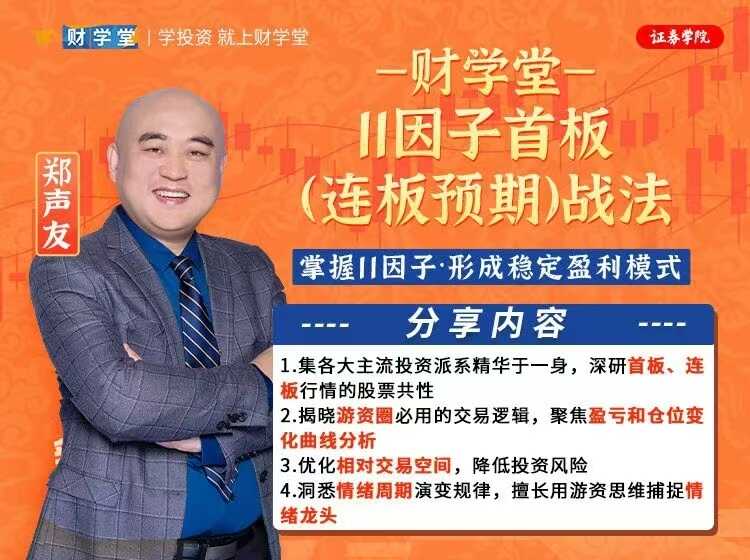 郑声友 高阶【 11因子连板预期战法+高阶 提高连板胜率密招+高效率价值投资+决胜连板之8大高阶】战法特色课+指标资料全套
